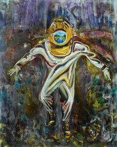 Lyube Petrov, Last diver, oil, varnish on canvas, 200x160cm,2014